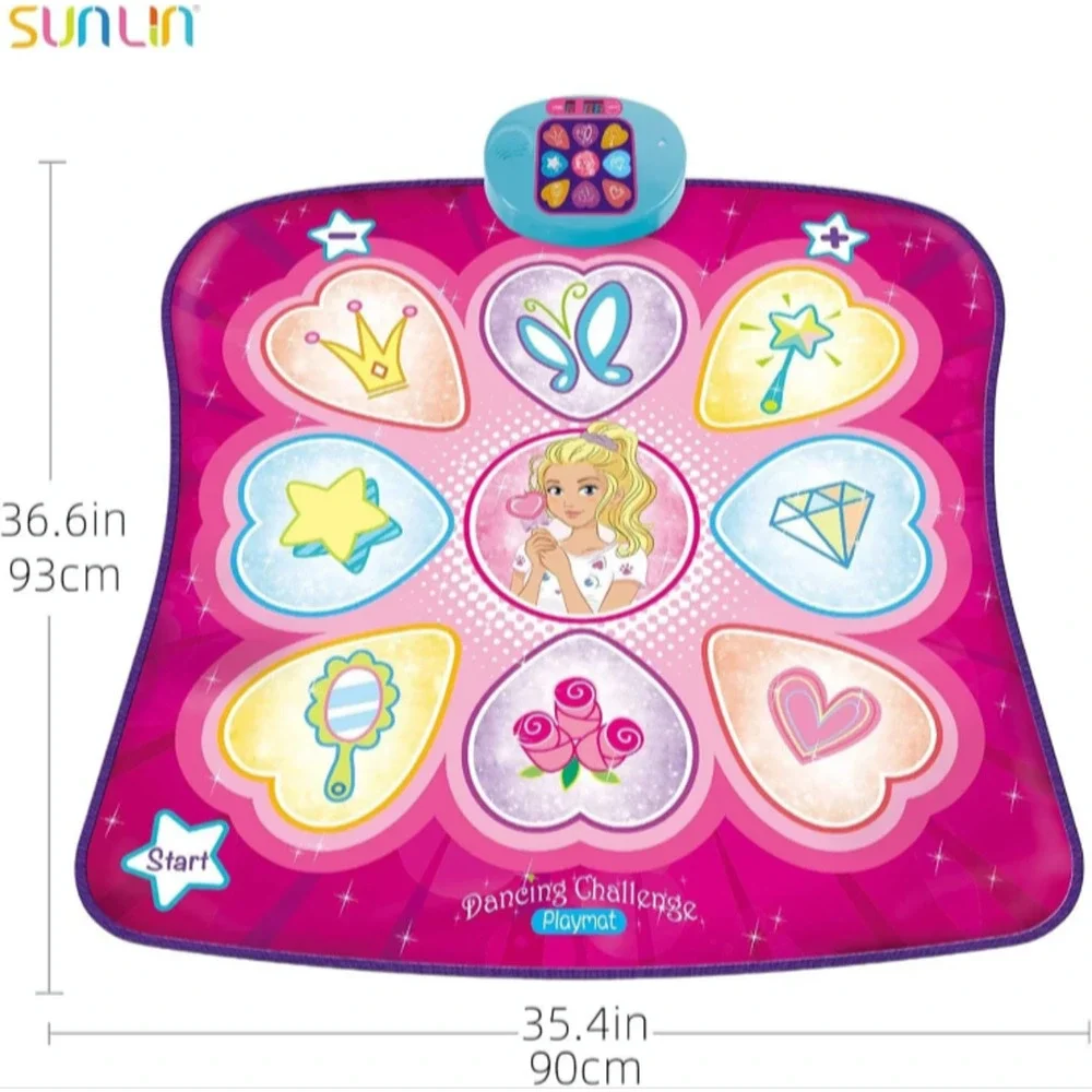 Sunlin Dancing Challenge Playmat LED Lights Music Kids Rhythm Step Dance Game